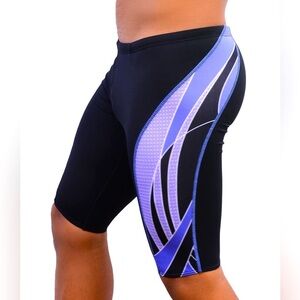 Adoretex Men's Side Wings Jammer Swimsuit, Black/Purple, Size 32, NWT